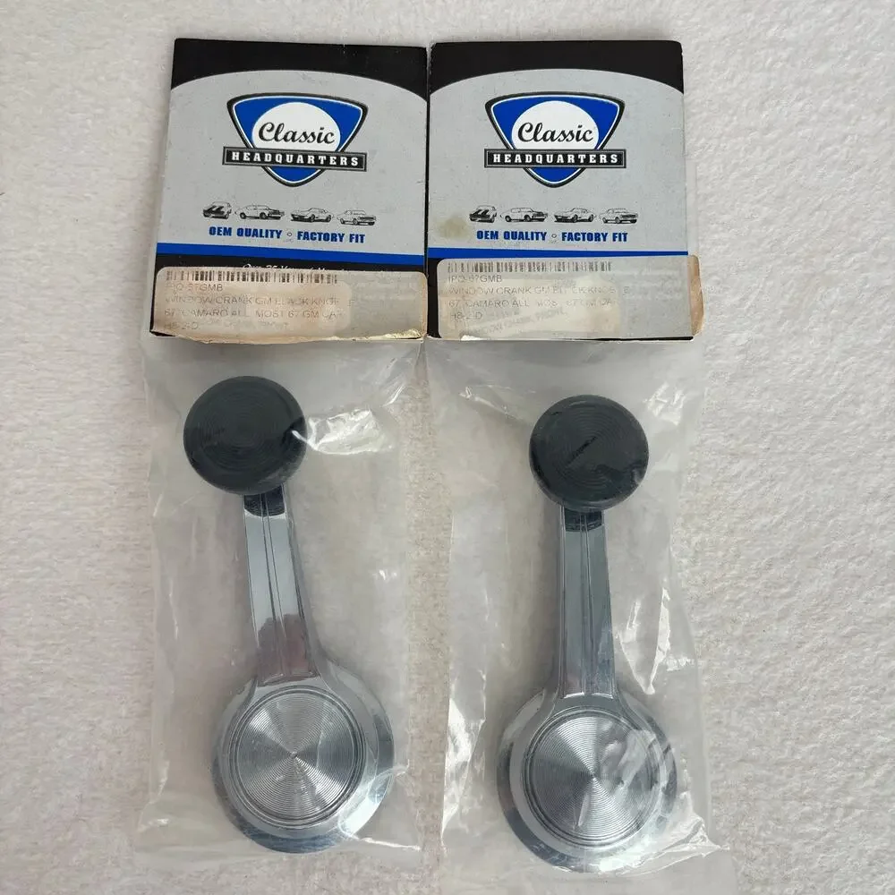 Pair of Black Knob Silver Handle Window Cranks for 1967 GM, Classic Headquarters